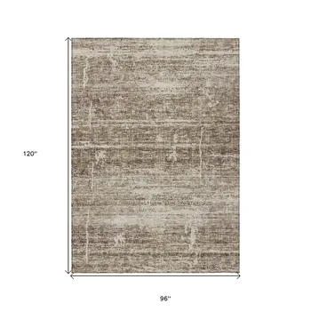 8' X 10' Brown Beige And Taupe Abstract Washable Indoor Outdoor Area Rug