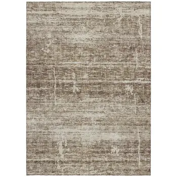 9' X 12' Brown Beige And Taupe Abstract Washable Indoor Outdoor Area Rug