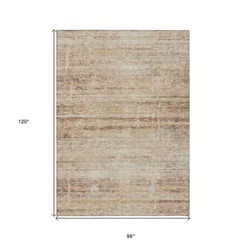 8' X 10' Copper Beige And Taupe Abstract Washable Indoor Outdoor Area Rug
