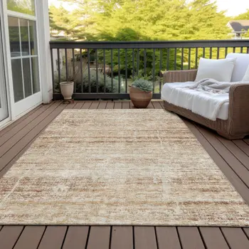 8' X 10' Copper Beige And Taupe Abstract Washable Indoor Outdoor Area Rug
