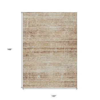 10' X 14' Copper Beige And Taupe Abstract Washable Indoor Outdoor Area Rug