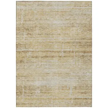3' X 5' Gold Beige And Wheat Abstract Washable Indoor Outdoor Area Rug
