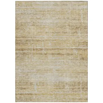 3' X 5' Gold Beige And Wheat Abstract Washable Indoor Outdoor Area Rug