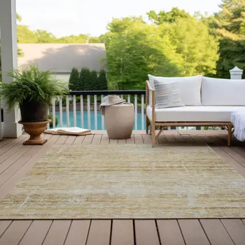 3' X 5' Gold Beige And Wheat Abstract Washable Indoor Outdoor Area Rug