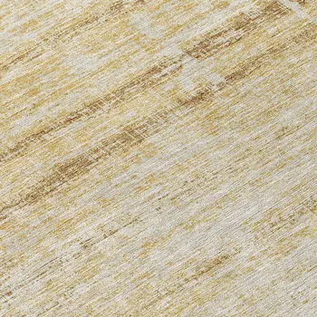 8' Gold Beige And Wheat Round Abstract Washable Indoor Outdoor Area Rug