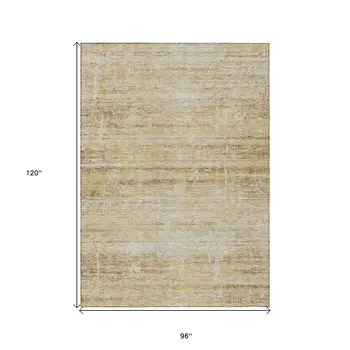 8' X 10' Gold Beige And Wheat Abstract Washable Indoor Outdoor Area Rug