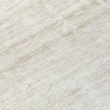 8' Ivory Beige And Tan Round Abstract Washable Indoor Outdoor Area Rug