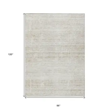 8' X 10' Ivory Beige And Tan Abstract Washable Indoor Outdoor Area Rug