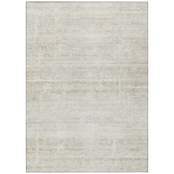 9' X 12' Ivory Beige And Tan Abstract Washable Indoor Outdoor Area Rug