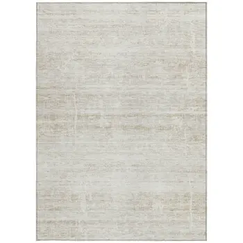 9' X 12' Ivory Beige And Tan Abstract Washable Indoor Outdoor Area Rug