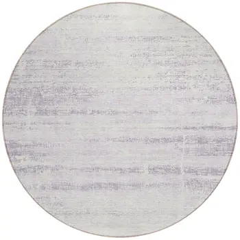 8' Lavender Purple And Ivory Round Abstract Washable Indoor Outdoor Area Rug