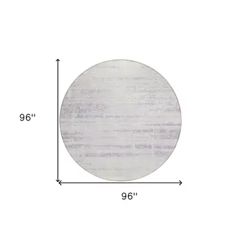 8' Lavender Purple And Ivory Round Abstract Washable Indoor Outdoor Area Rug