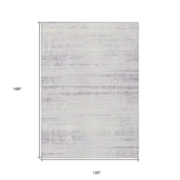 10' X 14' Lavender Purple And Ivory Abstract Washable Indoor Outdoor Area Rug