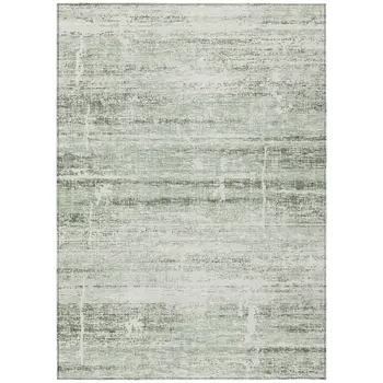 5' X 8' Sage Artichoke Green And Ivory Abstract Washable Indoor Outdoor Area Rug
