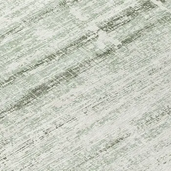 8' Sage Artichoke Green And Ivory Round Abstract Washable Indoor Outdoor Area Rug
