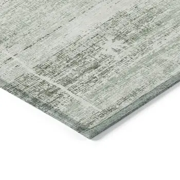 8' X 10' Sage Artichoke Green And Ivory Abstract Washable Indoor Outdoor Area Rug