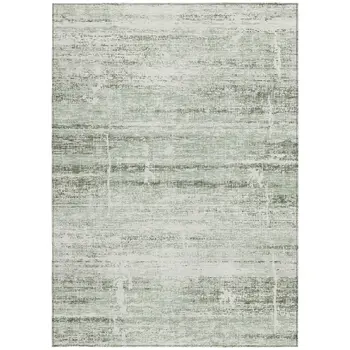 8' X 10' Sage Artichoke Green And Ivory Abstract Washable Indoor Outdoor Area Rug