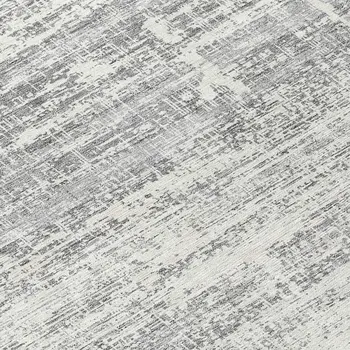 8' Silver Gray And Charcoal Round Abstract Washable Indoor Outdoor Area Rug