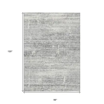 8' X 10' Silver Gray And Charcoal Abstract Washable Indoor Outdoor Area Rug