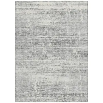 8' X 10' Silver Gray And Charcoal Abstract Washable Indoor Outdoor Area Rug