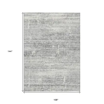 9' X 12' Silver Gray And Charcoal Abstract Washable Indoor Outdoor Area Rug