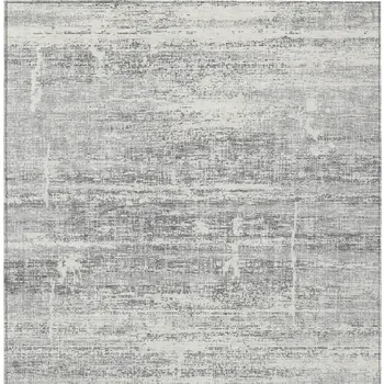 10' X 14' Silver Gray And Charcoal Abstract Washable Indoor Outdoor Area Rug
