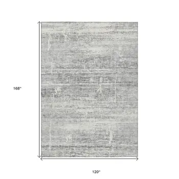 10' X 14' Silver Gray And Charcoal Abstract Washable Indoor Outdoor Area Rug