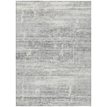 10' X 14' Silver Gray And Charcoal Abstract Washable Indoor Outdoor Area Rug