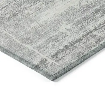 10' X 14' Silver Gray And Charcoal Abstract Washable Indoor Outdoor Area Rug
