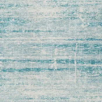 8' X 10' Teal Blue Aqua And Ivory Abstract Washable Indoor Outdoor Area Rug
