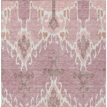 3' X 5' Blush Pink And Ivory Ikat Washable Indoor Outdoor Area Rug