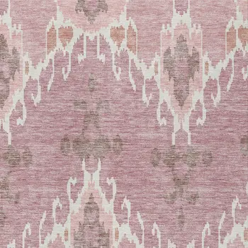 3' X 5' Blush Pink And Ivory Ikat Washable Indoor Outdoor Area Rug