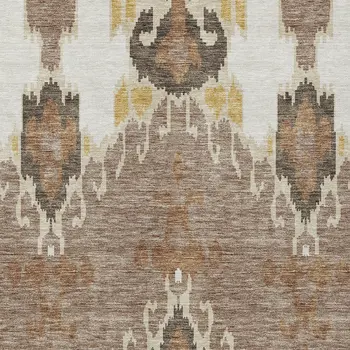 3' X 5' Brown Taupe And Beige Ikat Washable Indoor Outdoor Area Rug