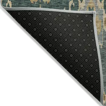 8' X 10' Green Gray And Gold Ikat Washable Indoor Outdoor Area Rug