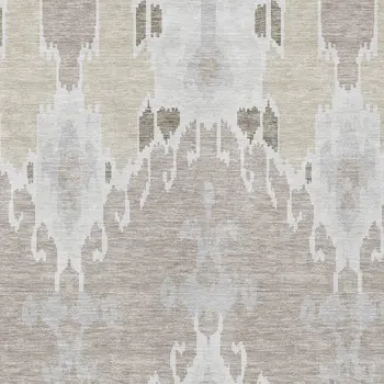 8' X 10' Ivory Beige And Taupe Ikat Washable Indoor Outdoor Area Rug