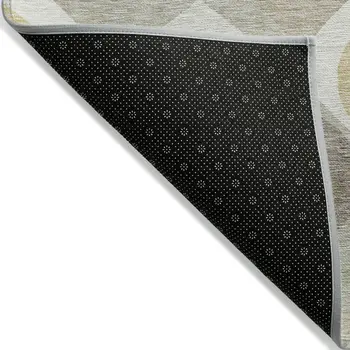 3' X 5' Beige Taupe And Ivory Ogee Washable Indoor Outdoor Area Rug