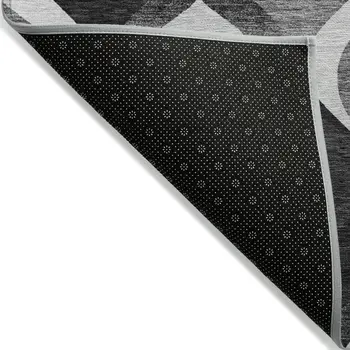 3' X 5' Black Silver And Charcoal Ogee Washable Indoor Outdoor Area Rug