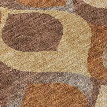 5' X 8' Copper Beige And Taupe Ogee Washable Indoor Outdoor Area Rug