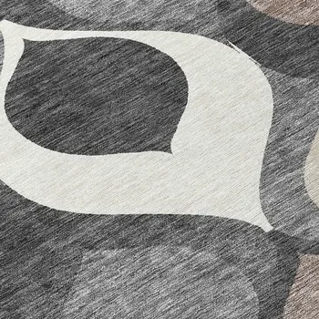 5' X 8' Gray Beige And Taupe Ogee Washable Indoor Outdoor Area Rug