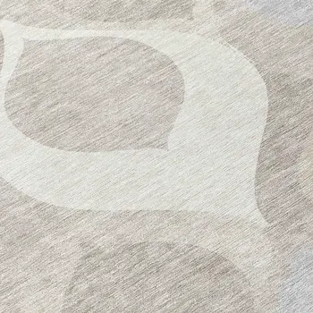 8' Ivory Beige And Tan Round Ogee Washable Indoor Outdoor Area Rug