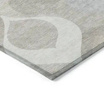 8' X 10' Ivory Beige And Tan Ogee Washable Indoor Outdoor Area Rug