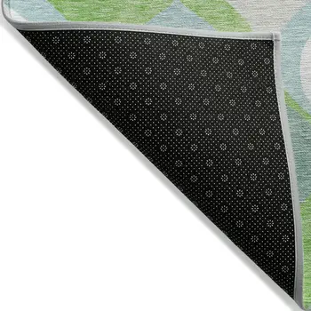 10' X 14' Lime Green Sky Blue And Denim Blue Ogee Washable Indoor Outdoor Area Rug