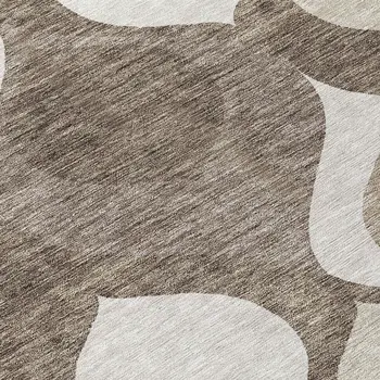 8' X 10' Taupe Beige And Brown Ogee Washable Indoor Outdoor Area Rug