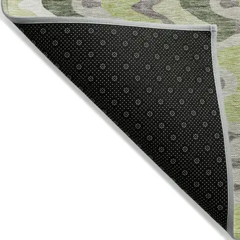 5' X 8' Artichoke Green And Ivory Abstract Washable Indoor Outdoor Area Rug