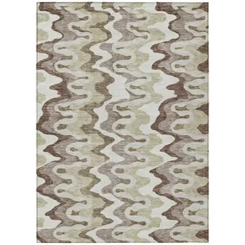 9' X 12' Beige Brown And Taupe Abstract Washable Indoor Outdoor Area Rug