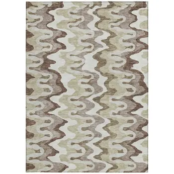 10' X 14' Beige Brown And Taupe Abstract Washable Indoor Outdoor Area Rug