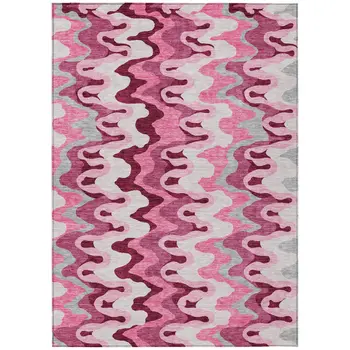 3' X 5' Blush Pink And Mauve Abstract Washable Indoor Outdoor Area Rug
