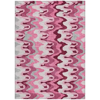 3' X 5' Blush Pink And Mauve Abstract Washable Indoor Outdoor Area Rug