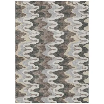 5' X 8' Charcoal Gray And Silver Abstract Washable Indoor Outdoor Area Rug