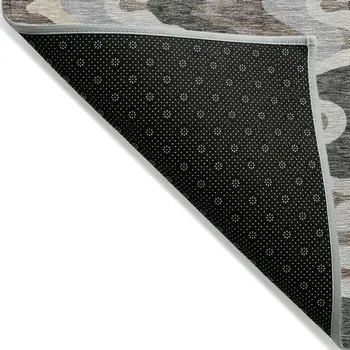 9' X 12' Charcoal Gray And Silver Abstract Washable Indoor Outdoor Area Rug